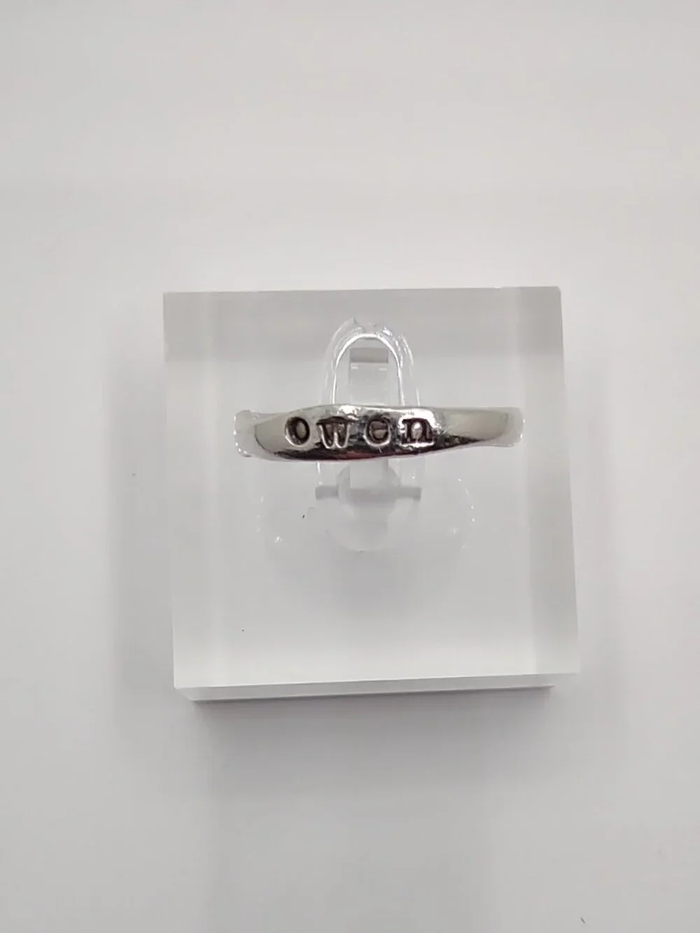 Ring Owen Name Inscribed -Stackable- Sz 8.5 - Sterling Silver 925